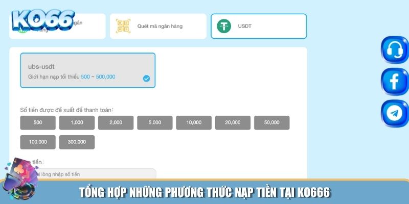 Phương thức nạp tiền KO666