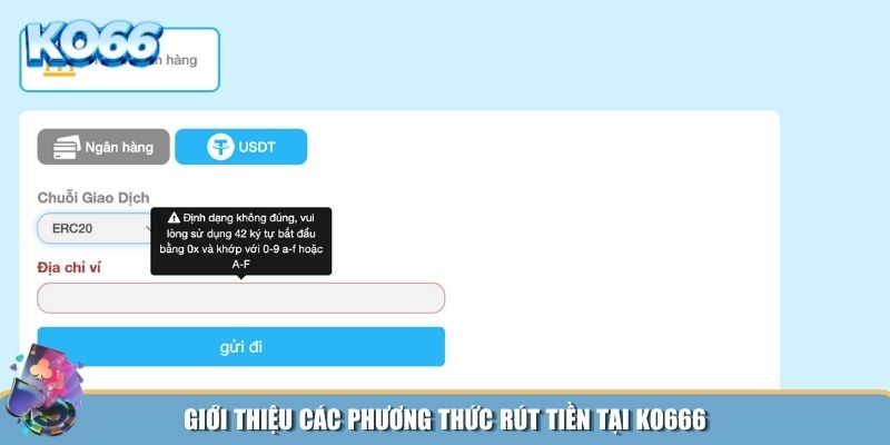 Các phương thức rút tiền KO666